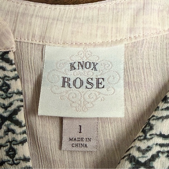 Knox Rose Boho Tunic Dress Size 1 Tan Black High Low Sleeveless - Picture 6 of 9